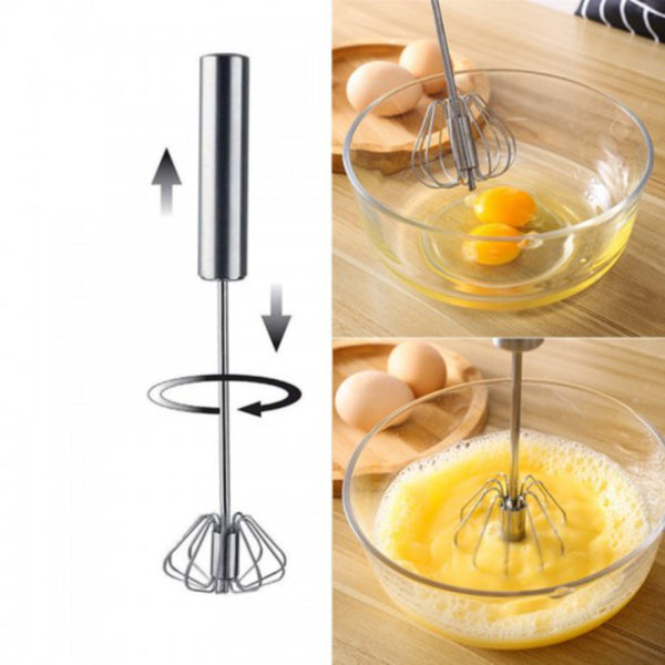 SUL Egg Whisk, Hand Push Whisk Blender, Egg Beater, Milk Frother, Rotating Push Mixer Stirrer for Whisking, Beating, Stirring