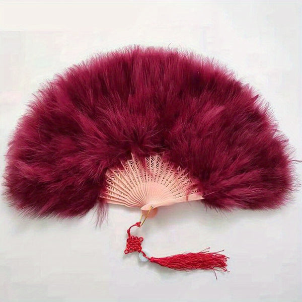 1pc Women Classical Feather Fan, Hand Fan Folding Fans for Costume Dancing Show Party Wedding Decoration