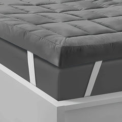 4 Inch/10Cm Microfiber Mattress Topper with 1100 GSM Heavy Filling, Extremely Soft And Fluffy, Hand-Filled, Available in Single, Double, King Sizes, Grey, Perfect for Halloween And Christmas Gifts