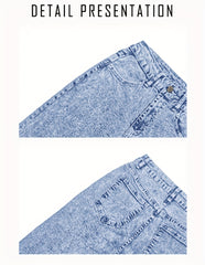 Women's New Fashion Stretchy Straight Jeans, Loose Comfort Fit Wide Leg Jeans, Acid Washed Light Blue Denim Trousers with Pockets, Elegant Women's Clothing, High Waisted Tummy Control Pantalones. Baggy Casual Pants for Travel, Work and Office Wear.