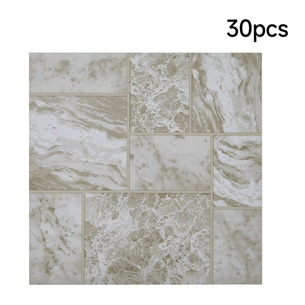 LIFE IDEAS Set of 10/30pcs Marble Effect PVC Floor Tiles - 12