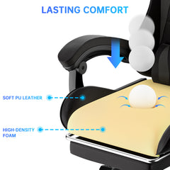 GartistGo Gaming Chair With footrest,Computer Chairs with Lumbar Cushion + Headrest, Height-Adjustable Office Chair for Adults, Girls, Boys