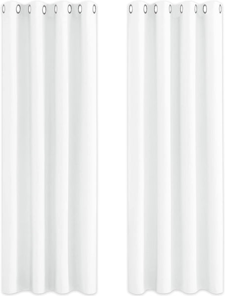 PONY DANCE Grey Blackout Thermal Insulated Curtains for Bedroom, 46 X 54 Inch Short Eyelet Curtains & Drapes, Soft Black Out 2 Panels for Window Living Room/Kitchen