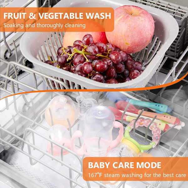 Karlxtom Table Top Dishwasher 6 Programs Mini Dishwasher with Touch Control, Auto-Drying, Baby Care & Fruit Wash, Perfect for Small Families, Couples