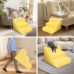 Anti-Slip Dog Steps with Removable Washable Cover for Smaller Elder Pets Sturdy Steps for Dogs