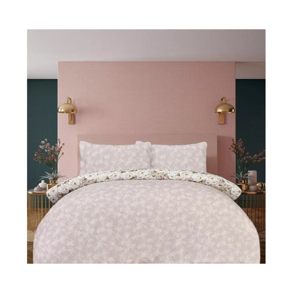 Elegant Blossom Blush Reversible Microfiber Printed Duvet Cover Set & Pillow Cases Bedding Collection