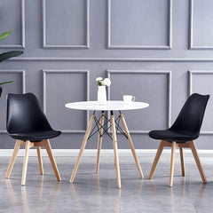 mcc direct Set of 2 Dining Chairs Wooden Legs Soft Cushion Pad Stylish DELUXE Retro Lounge Dining Office EVA