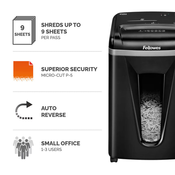 Fellowes Powershred 450M Micro Cut Shredder 9 Sheet