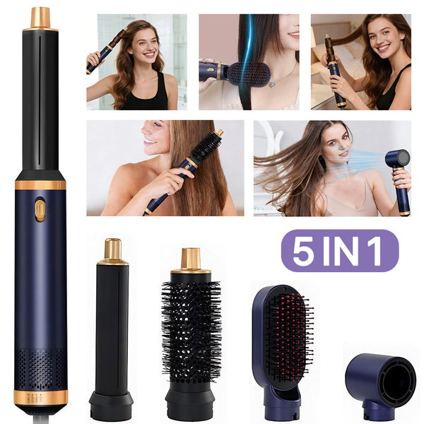 5-in-1 Hair Dryer Brush & Hot Air Brush for Fine Hair – Ionic Ceramic Curling & Straightening Styler with 3 Heat Settings, Auto Shut-Off, Salon-Quality Volumizing & Anti-Frizz – Perfect for Busy Mornings, Travel & Home Use. Great Gift for Women, Mum, Wife