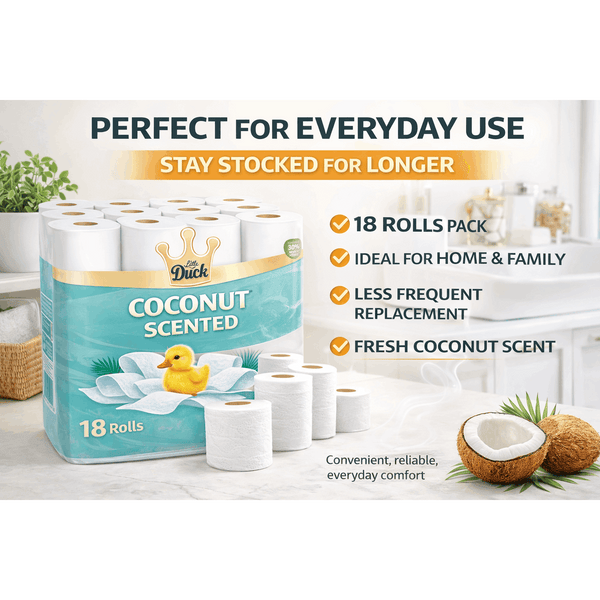 18 Rolls Toilet Paper – Coconut Scented Bulk Pack – Soft & Strong 3 Ply – Fresh & Long Lasting