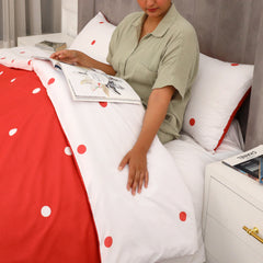 3pcs Reversible Polka Dot Duvet Cover Set – Hotel Quality, Soft & Breathable Microfiber, with Pillowcases, Button Closure, Machine Washable, Wrinkle Free & Durable