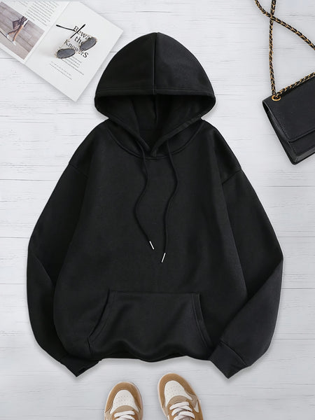 Women's Solid Color 3pcs Set Hooded Sweatshirt with Kangaroo Pocket and Drawstring Hood