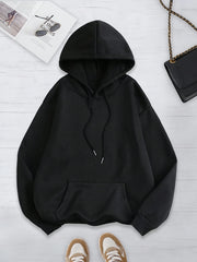 Women's Solid Color 3pcs Set Hooded Sweatshirt with Kangaroo Pocket and Drawstring Hood