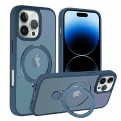 TECH SENSE Magnetic Case for iPhone with Stand, Compatible with MagSafe, Foldable Stand, Full Camera Lens Protection, Scratch-Resistant Translucent Matte Shockproof Phone Cover