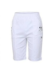 Women'S Casual Elastic Waist Cargo Shorts Lightweight Summer Knee Length Shorts, Multi Pocket Outdoor Walking Shorts Comfortable Relaxed Fit Shorts for Travel Holiday and Daily Wear Breathable Soft Fabric Pull On Shorts Practical Zip Pocket Design Versati