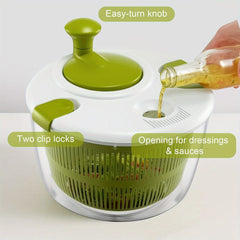 Salad Spinner 3.5 Litre Plastic Lettuce Dryer Vegetable Washer with Non-Slip Base, Dual Function Serving Bowl Strainer Easy One Hand Operation for Healthy Eating