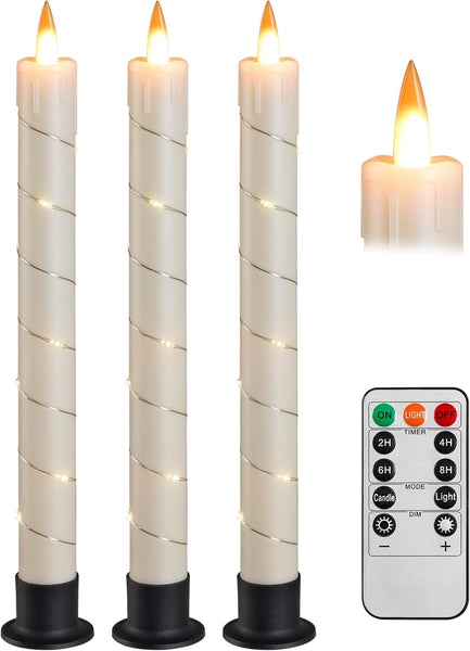 Da by 3 Flameless Window Candles with Remote Control & Timer, Battery Powered Surround Fairy Lamp, 9.6