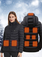 Women's Heated Jacket, Long Sleeved Clothing, USB Electric Heated Jacket with 3 Levels, and 9 Zones, Suitable for Outdoor Camping, Hiking, and Skiing. Warm Clothing (excluding Battery Pack)
