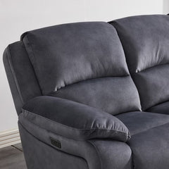 Belagio Blue Fabric Power Recliner 3 Seater Sofa