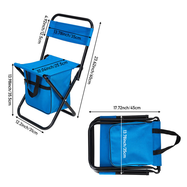 1PC Folding Chair with Storage, Foldable Fishing Seat Lightweight Chair, Portable Chair Home, Small/Large More Colors