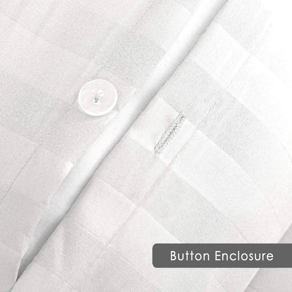 Premium Hotel Quality Satin Stripe Duvet Cover Set Double with Pillowcases | Reversible Soft Quilt Bedding | Easy Care Breathable Luxury Quilt Cover
