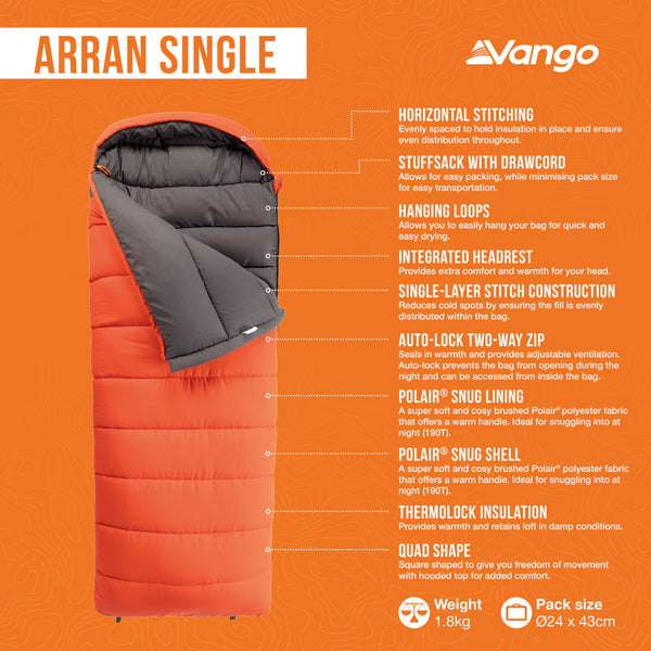 Vango Arran Single Rectangular Sleeping Bag