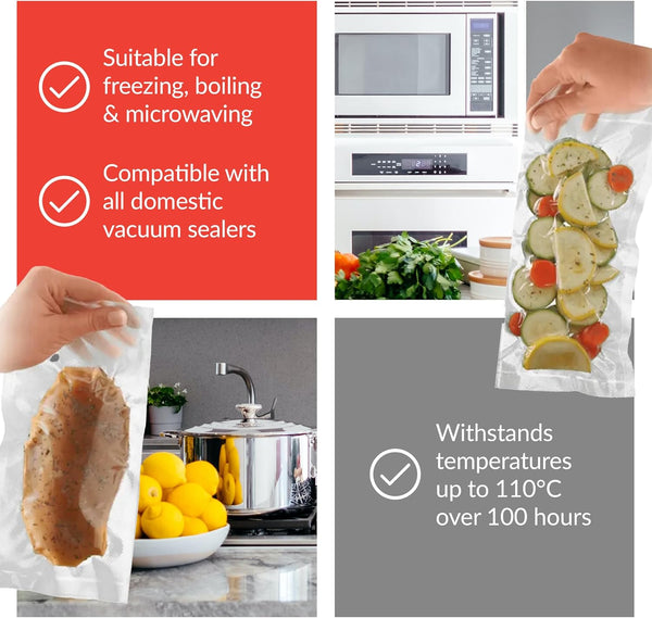 Sousvidetools | Vacuum Sealer Bags | Pack of 100 | 30Cm X 40Cm | Embossed Food Storage | Sous Vide Cooking, Freezing & Microwaving | [SVT-06005]