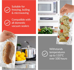 Sousvidetools | Vacuum Sealer Bags | Pack of 100 | 30Cm X 40Cm | Embossed Food Storage | Sous Vide Cooking, Freezing & Microwaving | [SVT-06005]