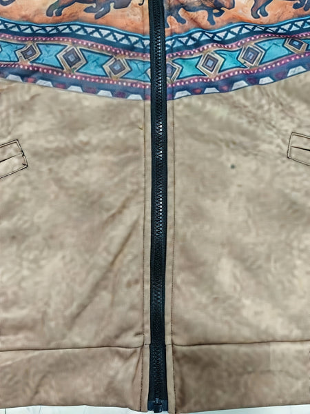 Bohemian Style Men's Autumn/Winter Plaid Vintage -Lined Zip-Up Hooded Sweatshirt