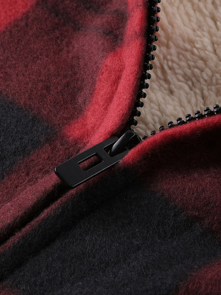 Jacket for Men Heavyweight Fleece Hoodies Thick Sherpa Lined Flannel Plaid Shirt Jacket