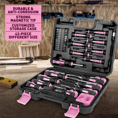 Amartisan 43pcs Magnetic Screwdriver Set with Case, Chrome Vanadium Steel, Includes Slotted, Phillips, Hex, Pozidriv, Torx & Precision Screwdrivers, Magnetizer/Demagnetizer, Flexible Shaft for Home Repair, DIY & Professional Use