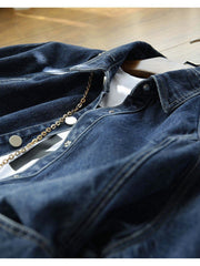Women's Oversized Denim Jacket - 2025 New Style Collar & Chest Pocket, Youthful Age-Defying Fit, Casual to Dressy Coat for Jeans Blazer (Machine Washable, Spring/Fall Outerwear) - Versatile College to Workwear