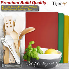 TIJAR® Flexible Chopping Board Set – 4 Colour Cutting Mats, BPA-Free Plastic Boards for Meat, Vegetables & Kitchen Prep (38cm)