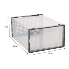 Pack of 12 Stackable Shoe Boxes Shoe Storage Organisers, Sturdy & Durable, Space Saving, Shoe Organizer Containers with Lids for Women/Men, Ideal for Entryway, Closet, Living Room, Bedroom, Office, Dorm, Fit Up To UK Size 9.5, 23x33x14cm