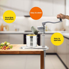 Bench Can Opener, Heavy Duty Tin Opener, Stainless Steel Desktop Can Opener for Commercial Kitchen Hotel Food Factory, Silvery
