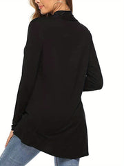 Women Simple Style Cardigan, Solid Color Long Sleeve Knitwear with Pockets, S/ M/ L/ XL/ XXL