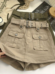 [Summer Women's Clothing Sale]Hip-wrapped A-line Short Skirt - with Belt And Multi-pocket Denim Skirt Short Skirt - Summer Women's Clothing All-match Suitable for Daily Wear
