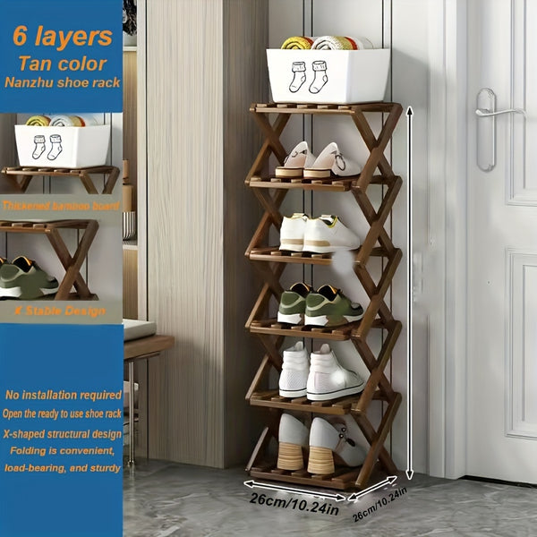 1pc Free Installation Retractable Shoe Rack, Foldable 3-9 Layer Shoe Rack, Small Narrow Doorway Home, Multi-layer Simple Shoe Cabinet