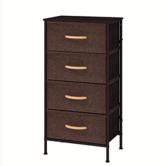 Frmobepts 4-Drawer Tall Dresser with Large Storage Cabinet - Modern Fabric & Wood Top Storage Organizer, Sturdy Metal Frame & MDF Construction, 68.58cm+ Height Freestanding Dresser with Spacious Drawers for Bedroom/Living Room
