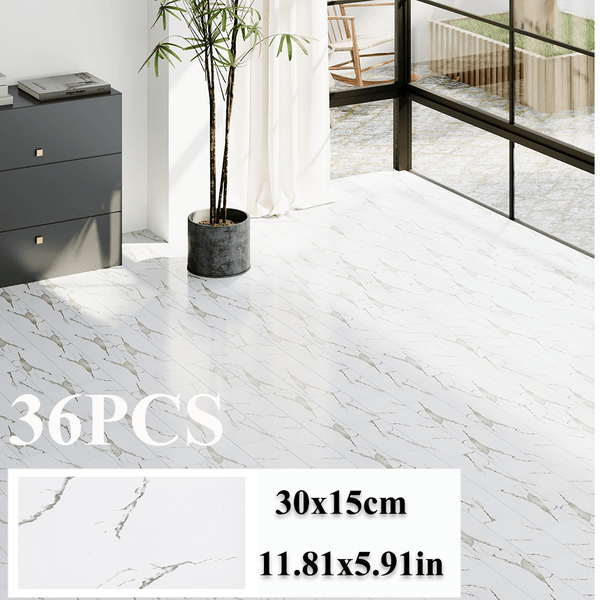36-Pack High-Quality Self Adhesive Floor Tiles, 15x30cm Peel and Stick SPC Vinyl Planks for Kitchen, Bathroom, Bedroom & Living Room, Realistic Stone/ Wood Look Efffect Waterproof PVC Flooring, Easy DIY Installation