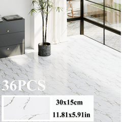 36-Pack High-Quality Self Adhesive Floor Tiles, 15x30cm Peel and Stick SPC Vinyl Planks for Kitchen, Bathroom, Bedroom & Living Room, Realistic Stone/ Wood Look Efffect Waterproof PVC Flooring, Easy DIY Installation