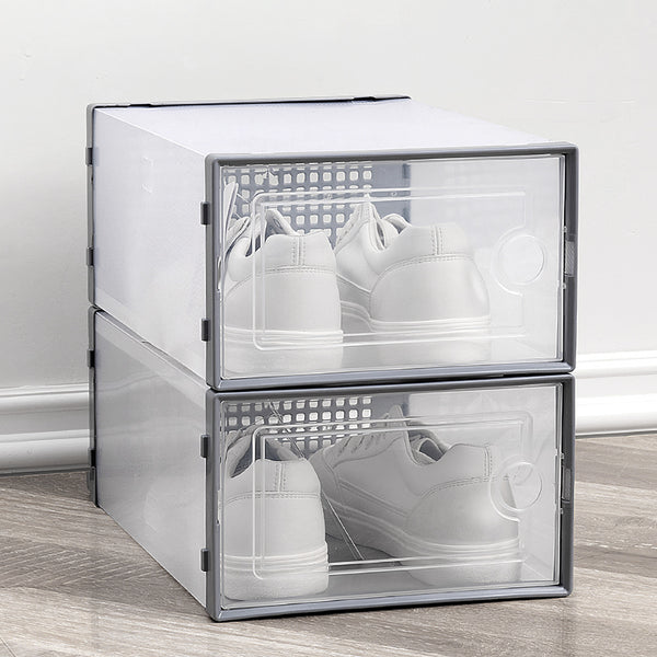 Pack of 12 Stackable Shoe Boxes Shoe Storage Organisers, Sturdy & Durable, Space Saving, Shoe Organizer Containers with Lids for Women/Men, Ideal for Entryway, Closet, Living Room, Bedroom, Office, Dorm, Fit Up To UK Size 9.5, 23x33x14cm