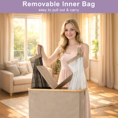 140L Lid Laundry Basket with Extra large Washing with 2 Removable Laundry Bags
