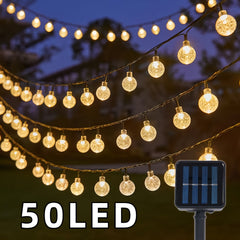 1pc 16.33/22.9/39.3ft (4.98/6.98/11.98m) 20/50/100 LED Bubble Globe Fairy Lights, Outdoor Solar String Lights, Ipx4, 1.7cm Ball, Button Control, for Summer Garden Patio Yard Trees Wedding Birthday Party