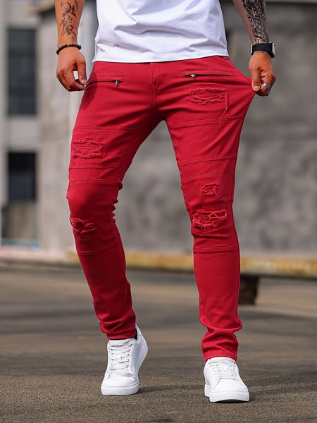 Spring And Autumn Fashion Hong Kong Style Classic Commuter Pants Easy Fashion Casual Daily Slim Fit Jeans Men