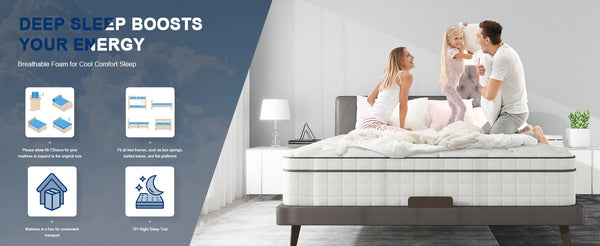 Lazzo Rocco 1st Generation 5FT White Mattress – 10.6 Inch Innerspring Hybrid with Pocket Spring & Breathable Foam, Medium Plush for Cool Comfort Sleep twin size mattress memory