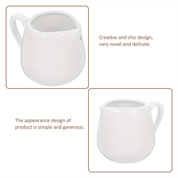 4pcs 50/ 100ml Ceramic Creamer Jugs - Porcelain serving jugs with milk spoons, Sauce jugs, Sauce boats, Pottery creamer jugs with handles for kitchen, coffee and tea - perfect for sauces, syrups and creams (white)