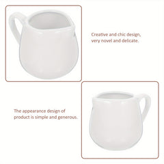 4pcs 50/ 100ml Ceramic Creamer Jugs - Porcelain serving jugs with milk spoons, Sauce jugs, Sauce boats, Pottery creamer jugs with handles for kitchen, coffee and tea - perfect for sauces, syrups and creams (white)