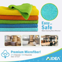 AIDEA Microfibre Cloth Pack of 8, Multifunctional Reusable Cleaning Cloths, Lint Free Streak Free Washable Cloth Duster for House, Kitchen, Car, Motorbike, Windows 30 X 30 Cm