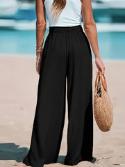 3pcs Set, Standard Size Women'S Long Pants, Wide-Leg Trousers, Solid Color, Casual, Vacation Style